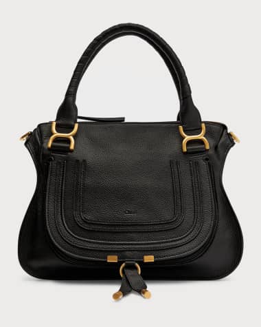 Chloe Marcie Medium Double Carry Satchel Bag in Grained Leather