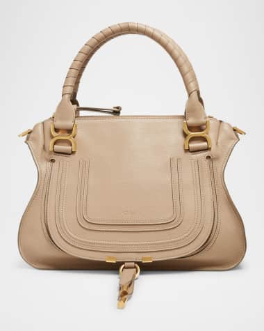 Chloe Marcie Medium Double Carry Satchel Bag in Grained Leather