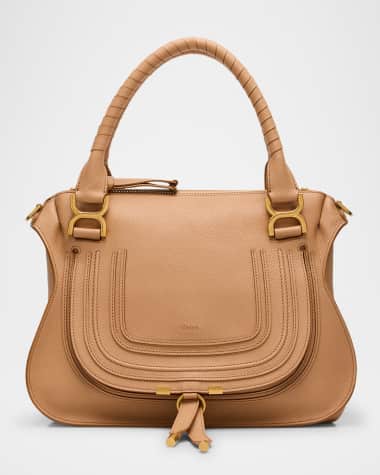Chloe Marcie Medium Double Carry Satchel Bag in Grained Leather