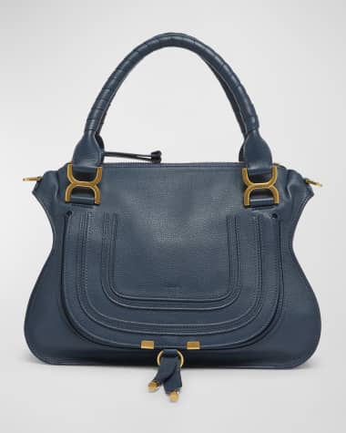 Chloe Marcie Medium Double Carry Satchel Bag in Grained Leather