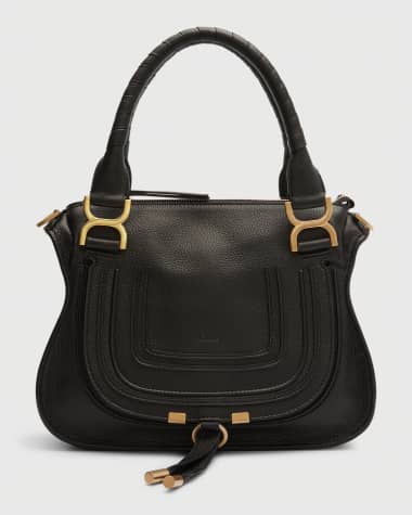 Chloe Marcie Small Double Carry Satchel Bag in Grained Leather
