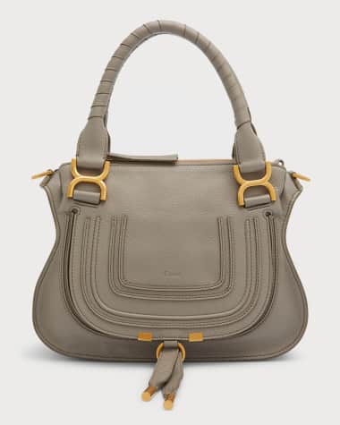 Chloe Marcie Small Double Carry Satchel Bag in Grained Leather