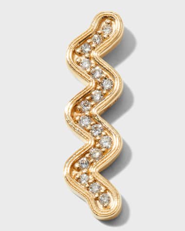 Sydney Evan Wavy Bar Ear Climber with Diamonds, Single