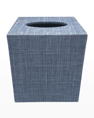 Mariposa Jute Cube Tissue Box Cover, Heather Blue