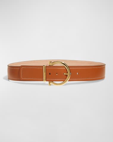 Salvatore Ferragamo Mini Big Double Gancini Leather Belt Red Ruby, $440, Neiman Marcus