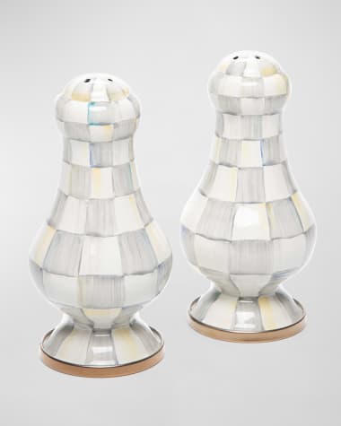 MacKenzie-Childs Sterling Check Enamel Large Salt and Pepper Shakers