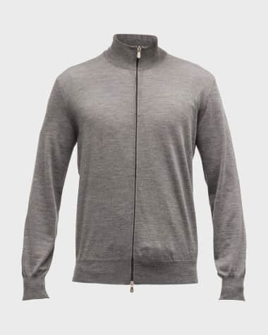 Brunello Cucinelli Men's Fine-Gauge Wool/Cashmere Zip Cardigan