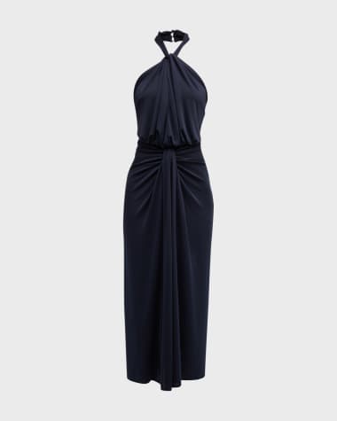 Cinq a Sept Kaily Twisted Jersey Halter Maxi Dress