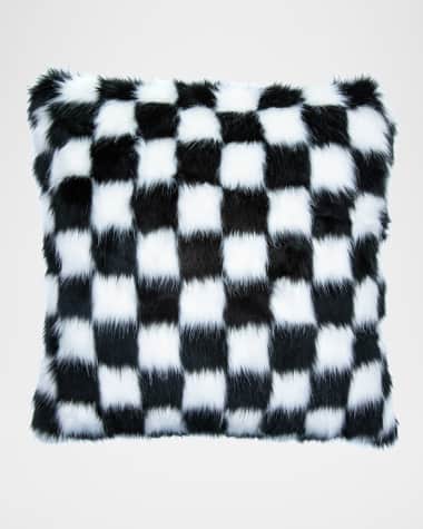 MacKenzie-Childs Fab Faux Fur Check Pillow - 20"