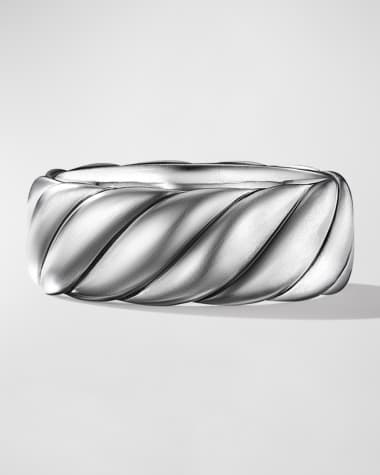 David Yurman Men's Sculpted Cable Contour Band Ring in Silver, 9mm