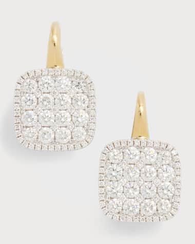 Frederic Sage Yellow and White Gold Firenze II Diamond Cushion Polished Earrings