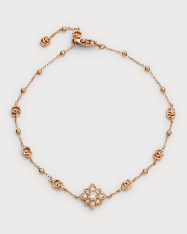 Gucci 18K Yellow Gold and White Diamond Flora GG Bracelet