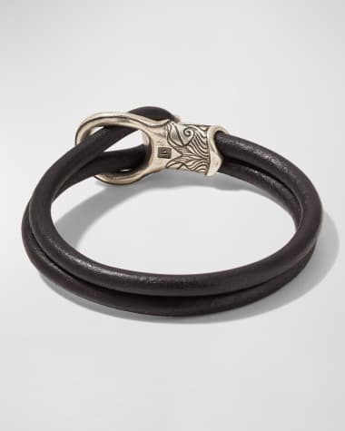 John Varvatos Men's Leather Double Strand Buckle Bracelet
