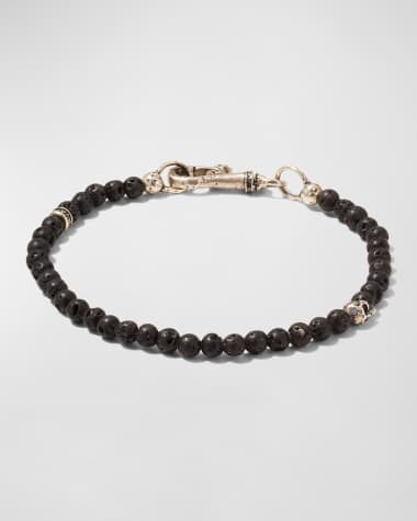 John Varvatos Men's Skull Lava Stone Beaded Bracelet