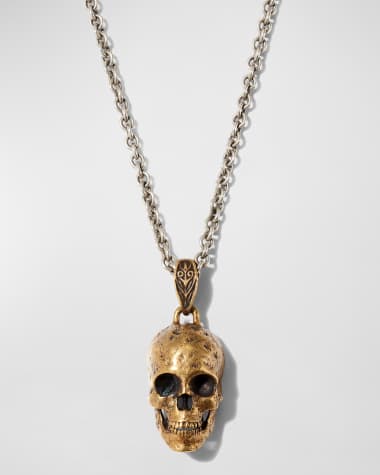 John Varvatos Men's Two-Tone Skull Pendant Necklace, 24"L