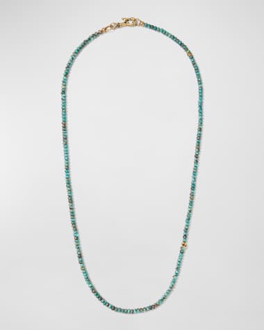 John Varvatos Men's Skull Turquoise Beaded Necklace, 24"L