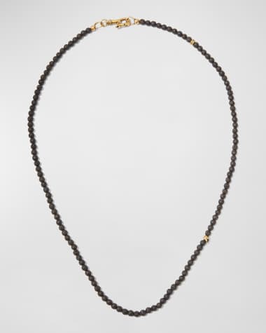 John Varvatos Men's Skull Lava Beaded Necklace, 24"L