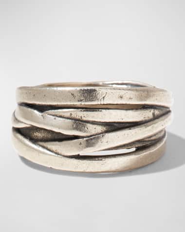 John Varvatos Men's Silver Wrap Band Ring
