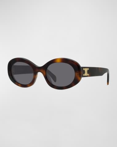 Celine Triomphe Logo Oval Acetate Sunglasses