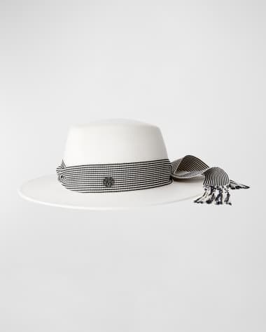 Maison Michel Kyra Felt Fedora Hat w/ Fringe Band