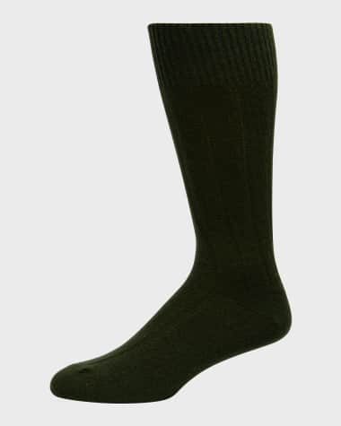 Neiman Marcus Men's Rib Cashmere Crew Socks