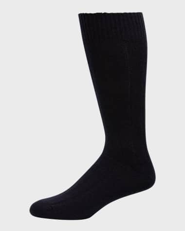 Neiman Marcus Men's Rib Cashmere Crew Socks