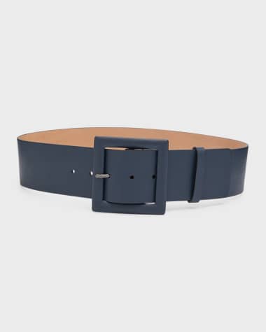 Carolina Herrera Square-Buckle Wide Leather Belt