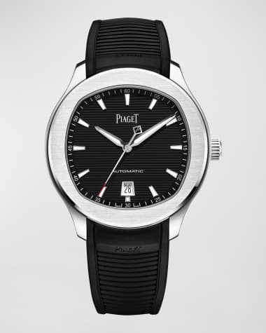 PIAGET Polo Date 42mm Stainless Steel & Black Rubber Strap Watch