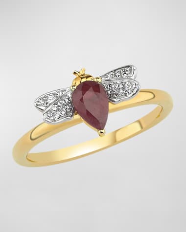 BeeGoddess Diamond and Ruby Bee Ring