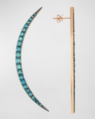 BeeGoddess Blue Diamond Crescent Earrings