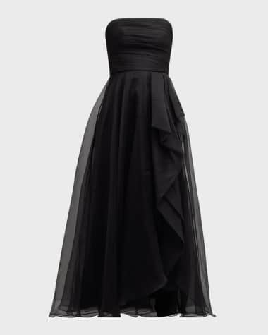 Theia Teresa Draped Strapless Gown