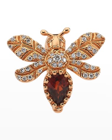 BeeGoddess Diamond and Garnet Bee Earring, Single