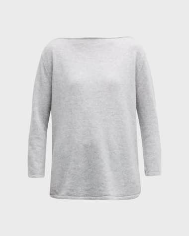 Neiman Marcus Cashmere Collection Cashmere Colorblock Bateau-Neck Sweater