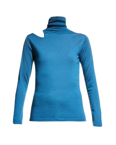 Neiman Marcus Cashmere Collection Cashmere Cutout Turtleneck Sweater