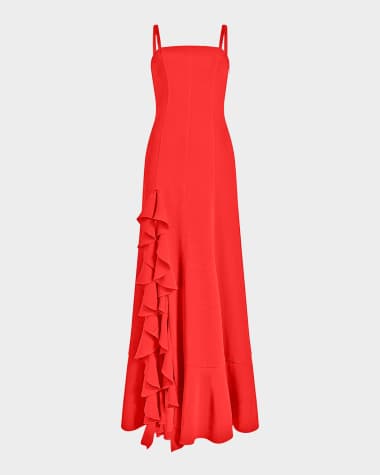 Cinq a Sept Dilan Cascading Ruffle Slit Gown
