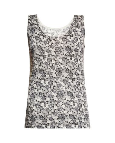 Neiman Marcus Cashmere Collection Floral-Print Cashmere Tank