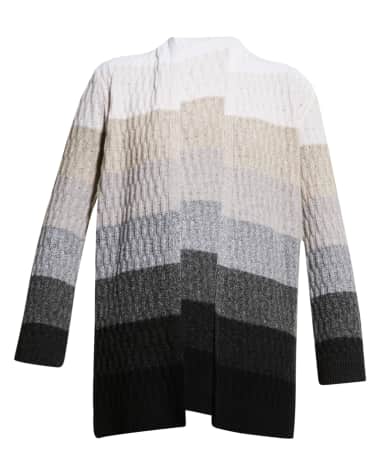 Neiman Marcus Cashmere Collection Pointelle Ombré Cashmere Cardigan