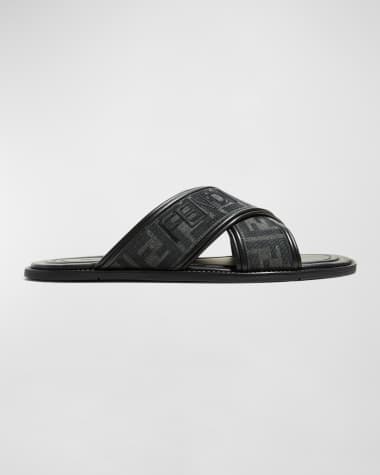 Fendi Men's Crisscross FF-Logo Slides