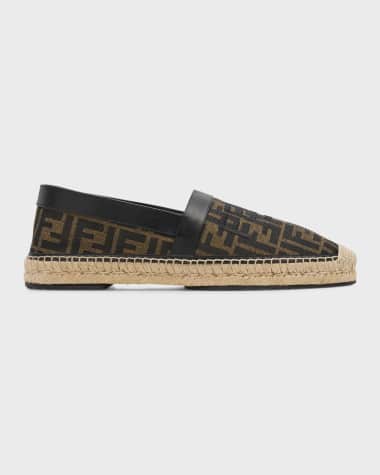 Fendi Men's FF Jacquard Leather-Trim Espadrilles