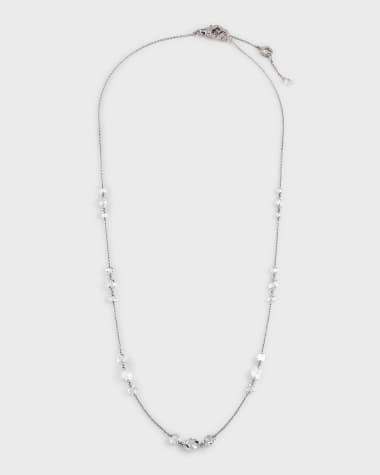 64 Facets 18K White Gold Rose-Cut Diamond Station Necklace, 18"L, 3.75tcw
