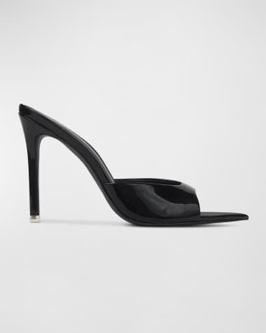 Black Suede Studio Brea Patent Mule Sandals