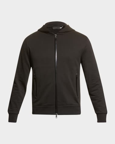 Moncler Men's Logo-Tape Fleece Zip Hoodie