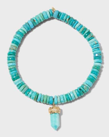 Sydney Evan Arizona Turquoise Bracelet with Short Carved Stone Point Charm
