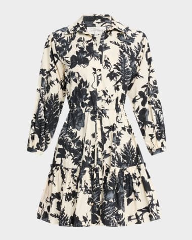 Cara Cara Robin Puff-Sleeve Floral Poplin Mini Dress