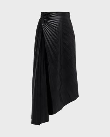 A.L.C. Tracy Pleated Side-Ruched Faux Leather Maxi Skirt
