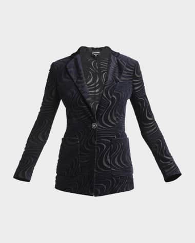 Giorgio Armani Swirl Jacquard Jersey Single-Breasted Blazer Jacket