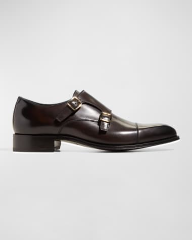TOM FORD Men's Claydon Leather Double Monk Strap Loafers