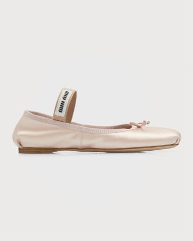 Miu Miu Pink Patent Leather Crystal Embellished Bow Ballet Flats Size 38 Miu  Miu