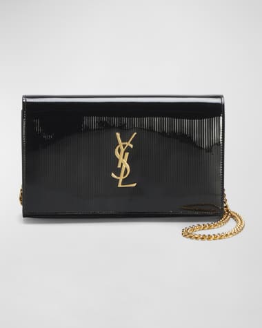 Saint Laurent Kate Medium YSL Wallet on Chain in Ribbed Leather