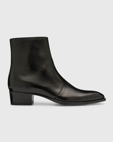 Saint Laurent Men's Wyatt 40 Leather Zip Ankle Boots